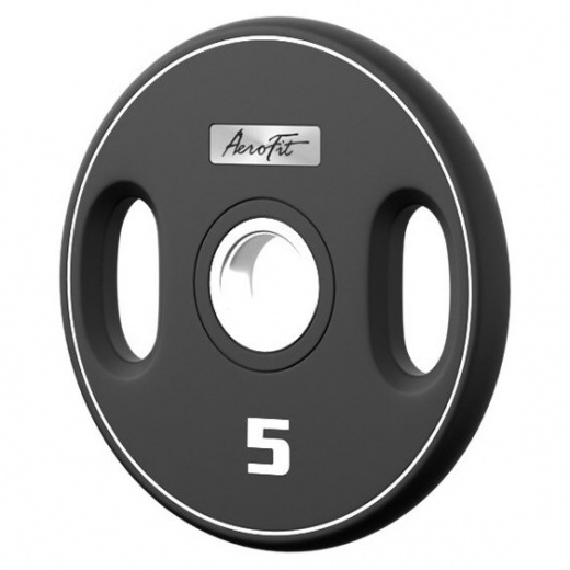 AeroFit AFPUPLB5 олимпийский полиуретановый диск 5 кг, черный, с 2-мя хватами