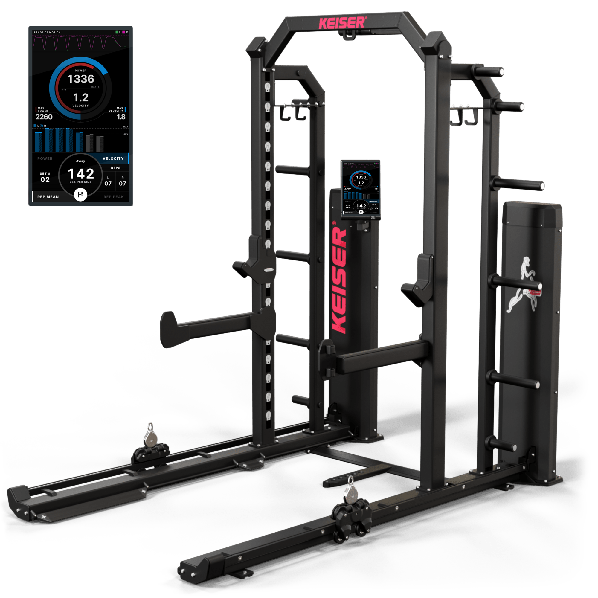 Укороченная силовая рама Keiser A400 высотой 264 см с длинной базой и ножным управлением (9' Half Rack (long base, with foot pedals)) с пневматикой 003106B4