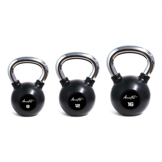 AeroFit AFBK16 гиря 16 кг обрезиненная с хромированной рукояткой