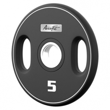 AeroFit AFPUPLB5 олимпийский полиуретановый диск 5 кг, черный, с 2-мя хватами