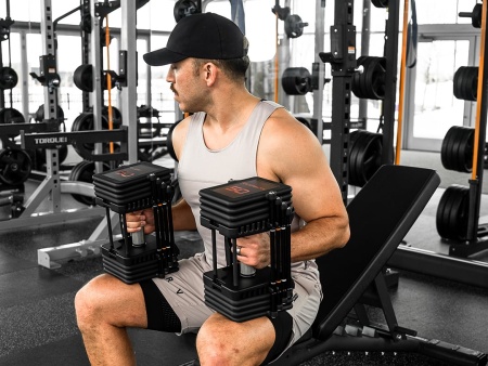 Регулируемые коммерческие гантели PowerBlock Commercial Pro 100 (45 кг) нерасширяемые со стойкой Pro Max