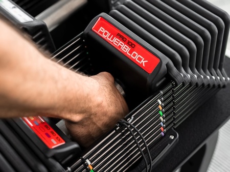 Регулируемые коммерческие гантели PowerBlock Commercial Pro 100 (45 кг) нерасширяемые со стойкой Pro Max