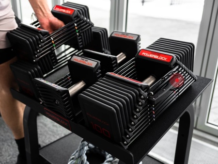 Регулируемые коммерческие гантели PowerBlock Commercial Pro 100 (45 кг) нерасширяемые со стойкой Pro Max