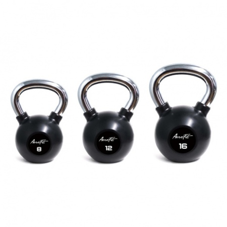 AeroFit AFBK16 гиря 16 кг обрезиненная с хромированной рукояткой