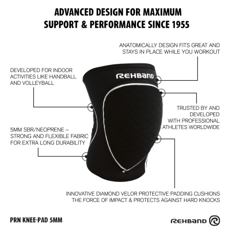 Гандбольный защитный наколенник  PRN Rehband Knee Pad 5mm 405406-010233 (размерный ряд XS-XXL)