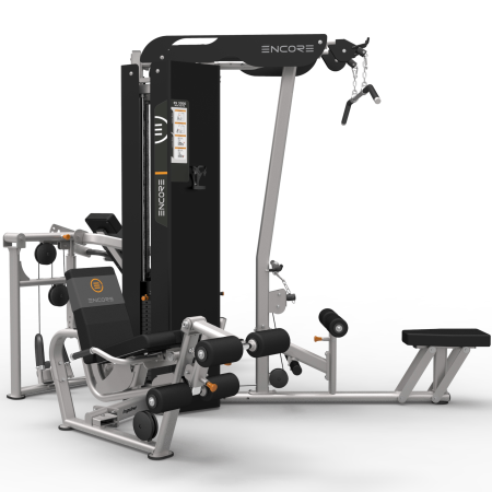 ES3000 3-х стековая мультистанция ENCORE, тяга сверху, гребная тяга, сгибание и разгибание ног, многопозиционный жим от груди и плеч 3х91кг