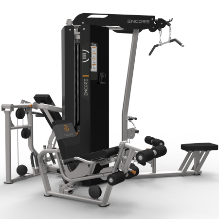 ES3000 3-х стековая мультистанция ENCORE, тяга сверху, гребная тяга, сгибание и разгибание ног, многопозиционный жим от груди и плеч 3х91кг