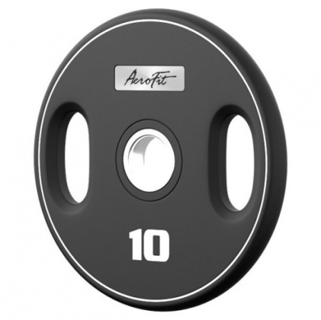 AeroFit AFPUPLB10 олимпийский полиуретановый диск 10 кг, черный, с 2-мя хватами